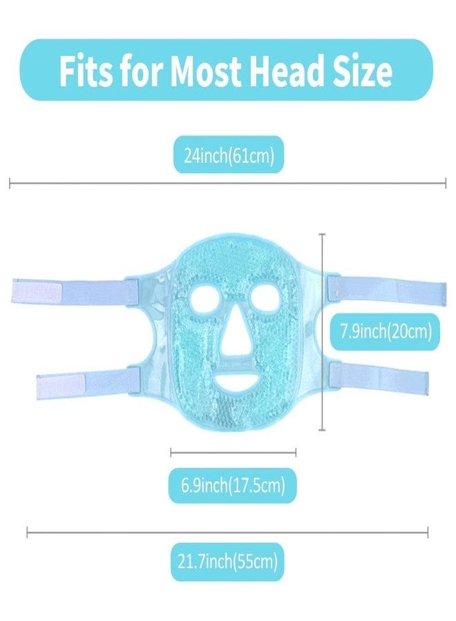 FEXONXA قناع الوجه الثلجي من فيكسونكسا للنساء - قناع كامل للوجه بخرز جل للعلاج بالحرارة والبرودة مع فتحات للعينين وبطانة مخملية - قابل لإعادة الاستخدام لعلاج انتفاخ العينين، وتخفيف التوتر، والاحمرار، وحب الشباب - Image 2
