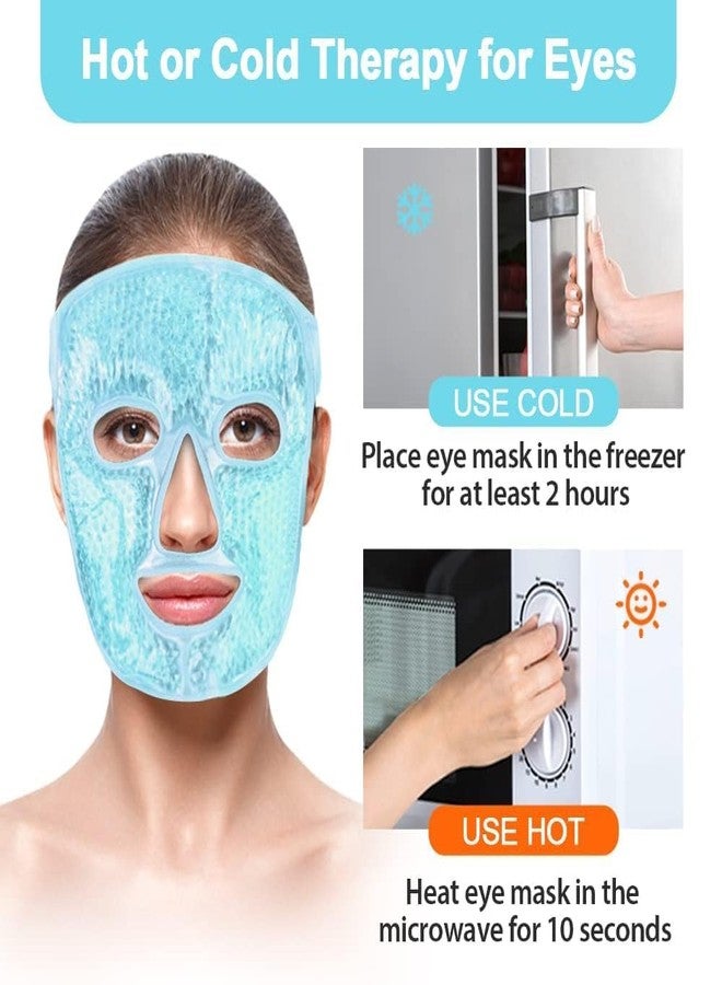 FEXONXA قناع الوجه الثلجي من فيكسونكسا للنساء - قناع كامل للوجه بخرز جل للعلاج بالحرارة والبرودة مع فتحات للعينين وبطانة مخملية - قابل لإعادة الاستخدام لعلاج انتفاخ العينين، وتخفيف التوتر، والاحمرار، وحب الشباب - Image 5