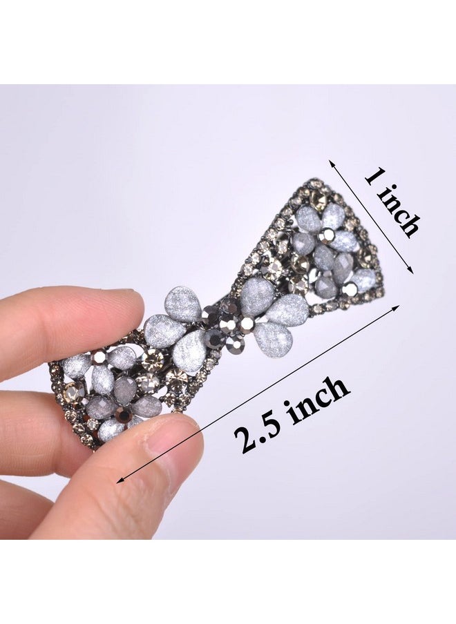 Sankuwen Sankuwen Rhinestone Hairpin Luxury Crystal Floral Hair Barrette Flower Bowknot Clip Gifts for Women Girls(Color A)  - Image 3