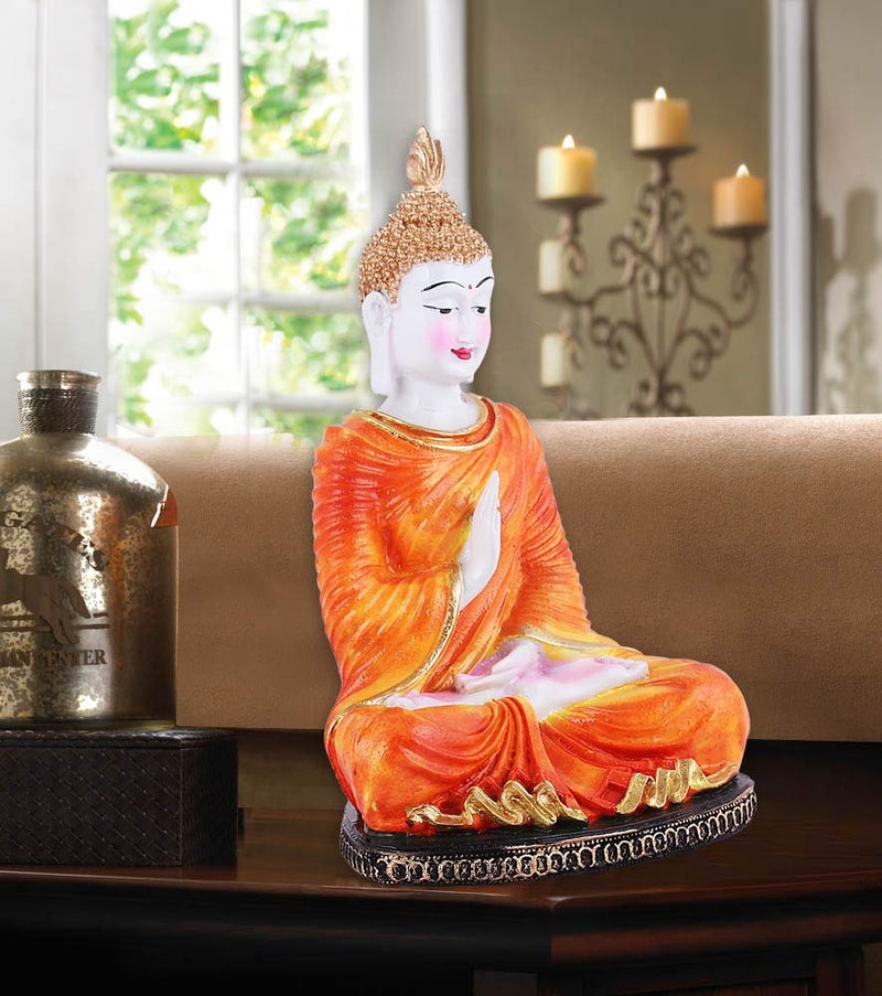Mariner's Creation Fabric Buddha Statues For Living Room, Buddha Showpiece, Buddha Idol For Home Decor House Warming Gift Size-15X8X26Cm (Orange) - Image 2
