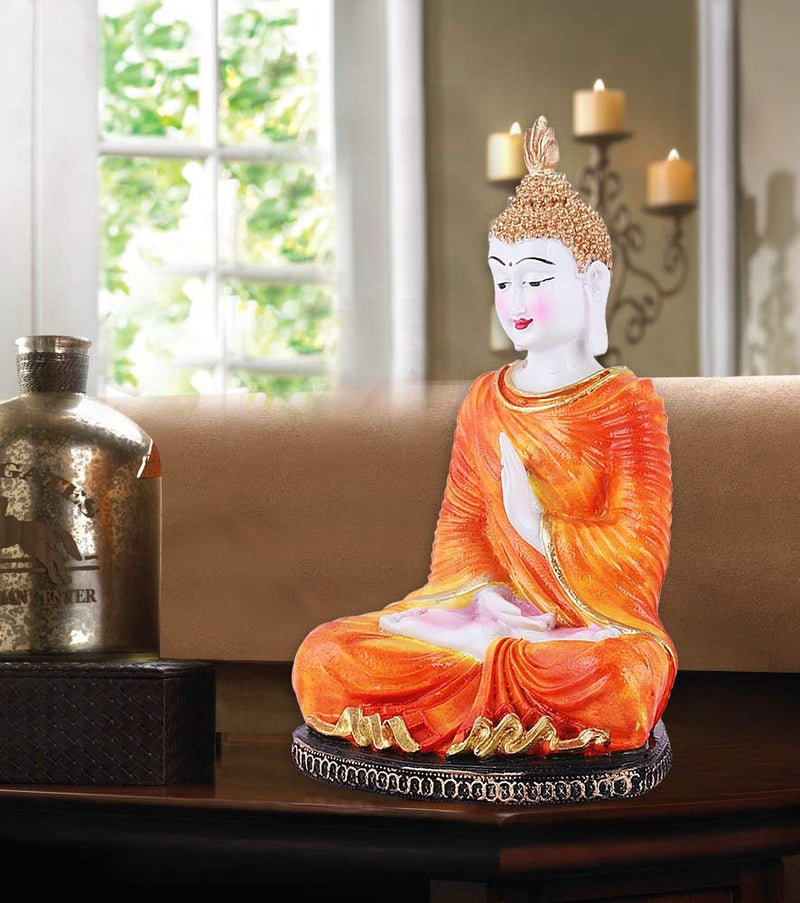 Mariner's Creation Fabric Buddha Statues For Living Room, Buddha Showpiece, Buddha Idol For Home Decor House Warming Gift Size-15X8X26Cm (Orange) - Image 3