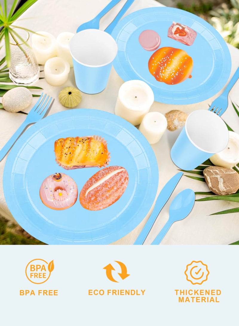 HomarKet 200 Pcs Disposable Paper Plates and Napkins,25 Guest Party Supplies Dinnerware Set Include Scalloped Plates Paper Napkin Cup Straw Plastic Spoon Fork Knive for Party,Wedding, - Image 3