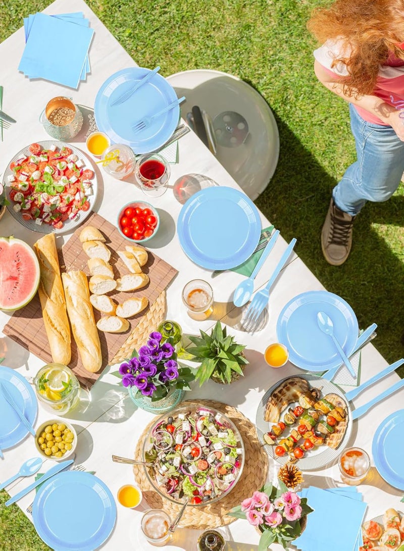 HomarKet 200 Pcs Disposable Paper Plates and Napkins,25 Guest Party Supplies Dinnerware Set Include Scalloped Plates Paper Napkin Cup Straw Plastic Spoon Fork Knive for Party,Wedding, - Image 5