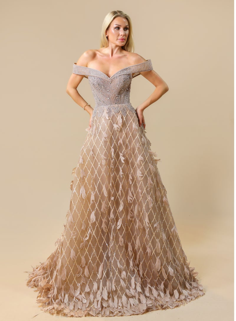 FAIZ COUTURE Glamour Muse Off-Shoulder Gown with Flowing Silhouette - Image 2