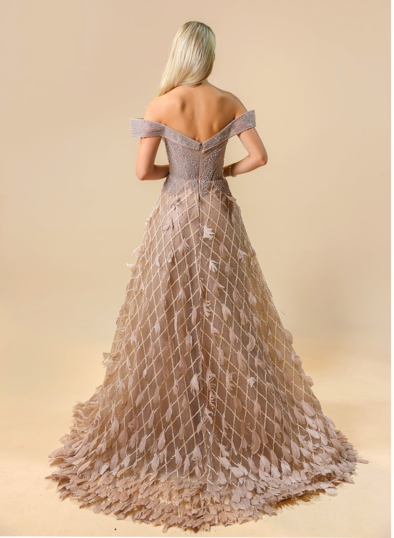 FAIZ COUTURE Glamour Muse Off-Shoulder Gown with Flowing Silhouette - Image 3