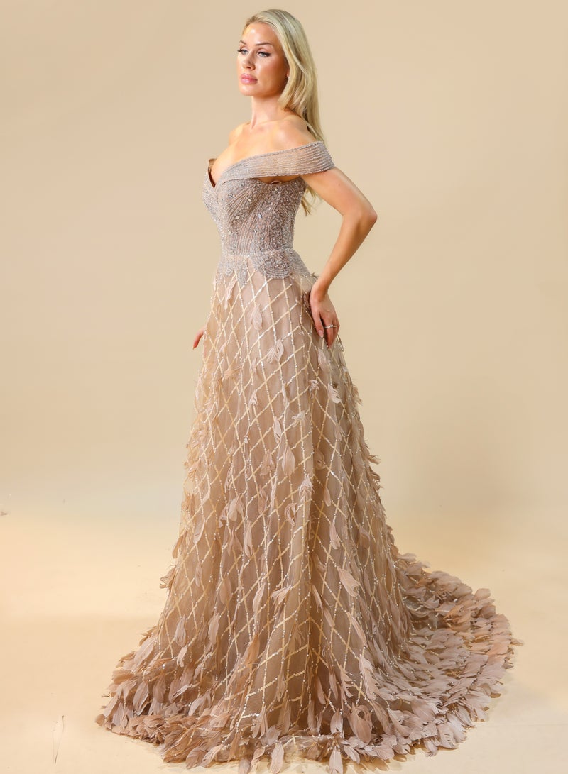 FAIZ COUTURE Glamour Muse Off-Shoulder Gown with Flowing Silhouette - Image 4