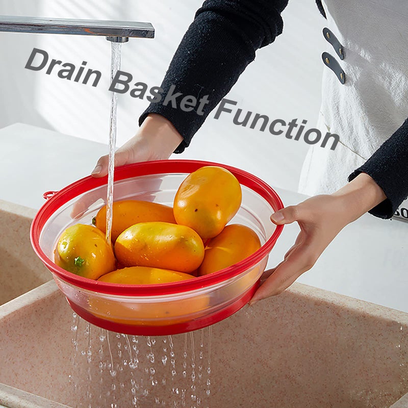 Vishui 2 Pack Upgraded Collapsible Microwave Lid  Vented Microwave Splatter Cover  10.5 Inches Plate Cover With Hook Hole  Vegetable Fruit Colander Multi-Function Kitchen Gadget - Image 5