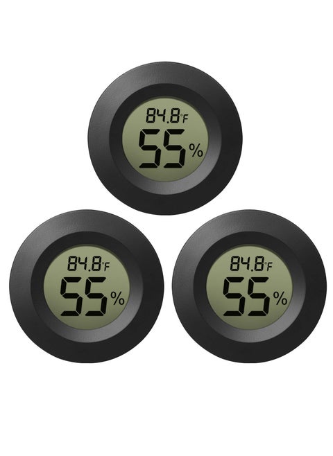 Mini Hygrometer Thermometer, 3 Pcs Digital LCD Monitor Indoor Outdoor Humidity Meter Gauge for Greenhouse Basement Baby Room, Fahrenheit (℉) or Celsius(℃)
