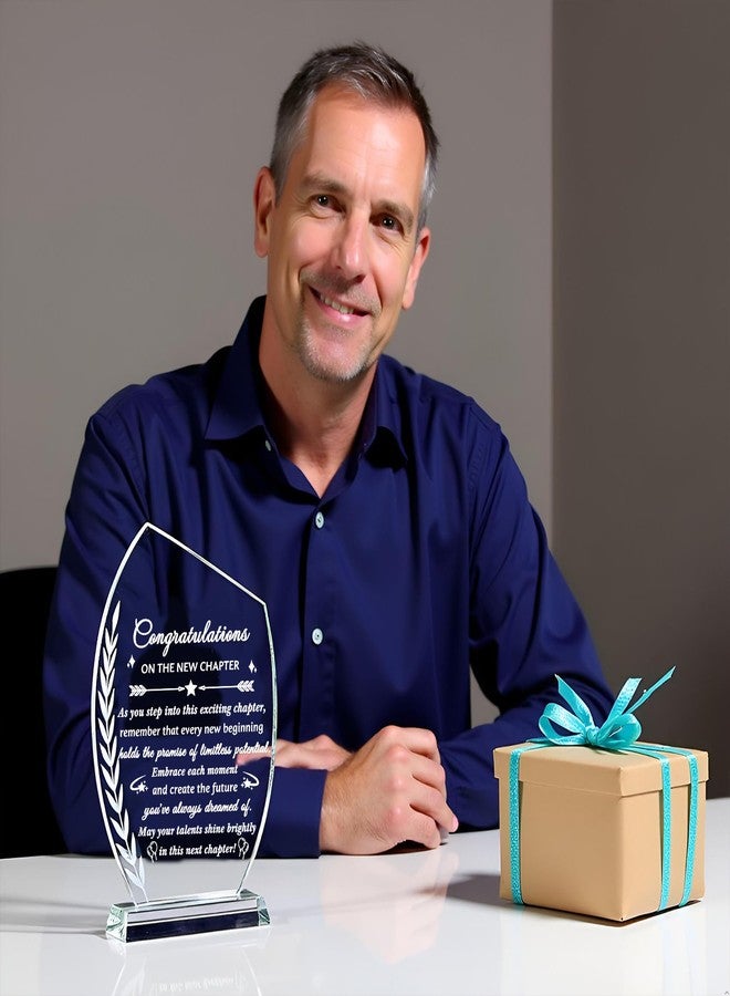 Movdyka New Job Gifts for Women Men Coworker Congratulations on The New Chapter Beginnings Engraved Crystal Keepsake Plaque, Employee Farewell Appreciation Going Away Graduation Gift for Friend Leader - Image 5