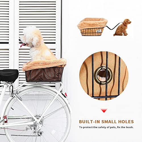 ANZOME Dog Bike Basket Liner (Liner Only), Soft Sherpa Padded Cover for Wire Bicycle Baskets, Warm Winter Pet Carrier Insert Bed with Durable Canvas & Elastic Fit (Brown) - Image 5