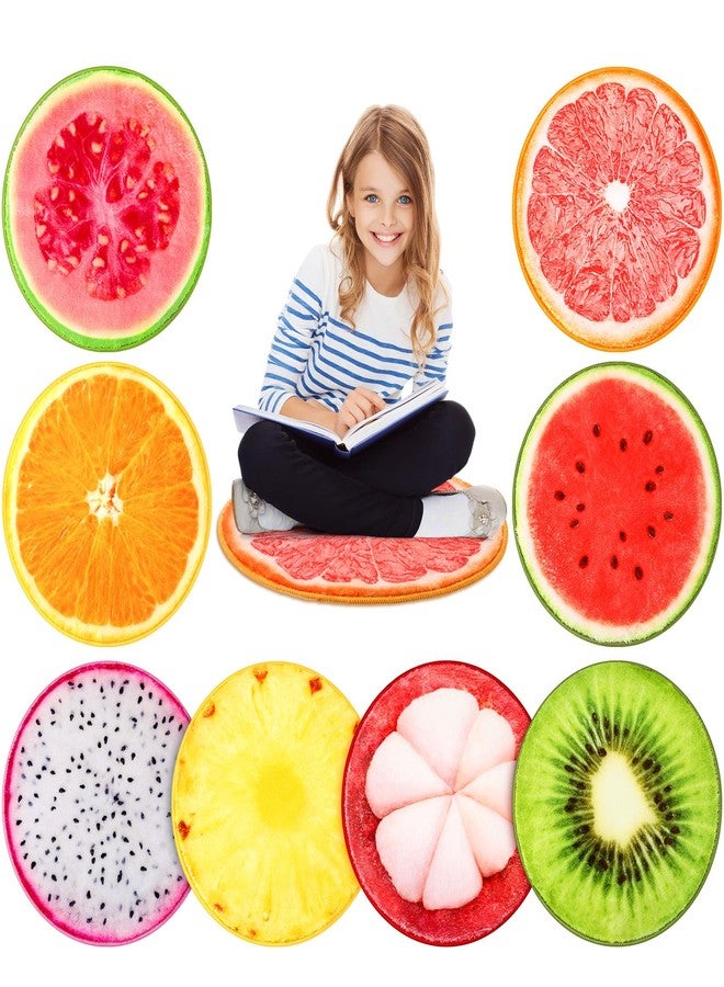 Tinideya 8 Pcs Fruit Carpet Circle Seats for Classroom Sitting 15 Inch Small Floor Cushions Round Classroom Rugs Bulk for Home Decorations School Group Activity - Image 1