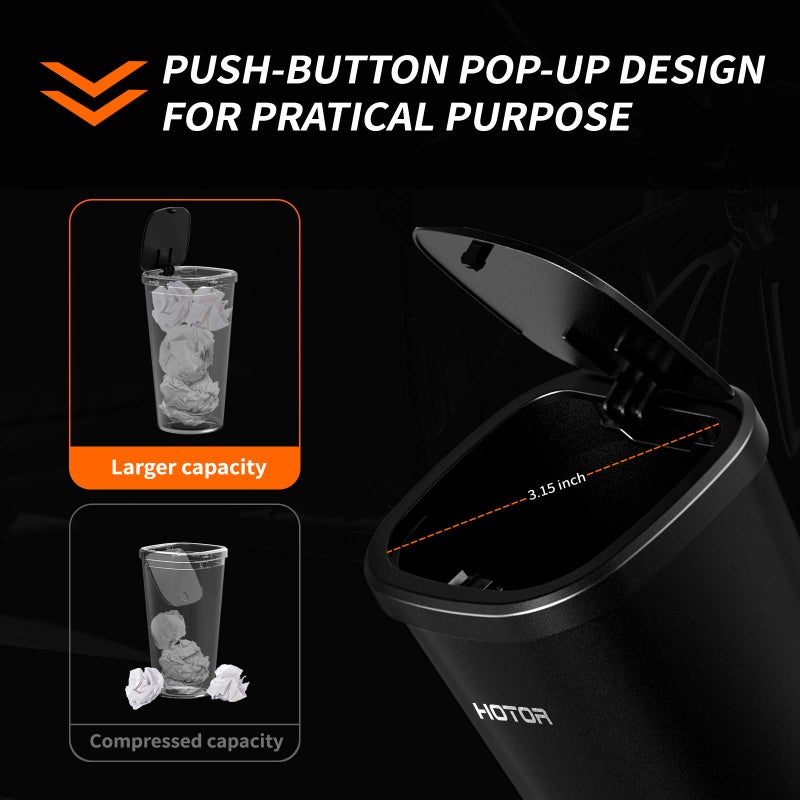 HOTOR Car Trash Can, Trash Cup with 30 Additional Trash Bags for Exclusive Using, Multipurpose for Office & Home to Meet Various Needs - 2 Packs, Black - Image 3