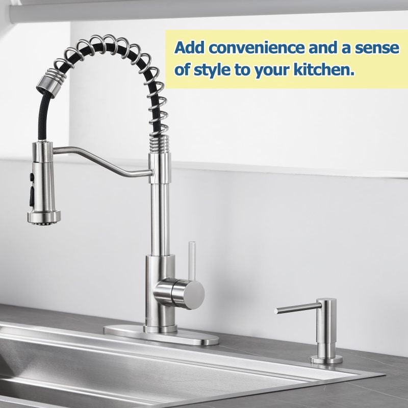 Brushed Nickel Soap Dispenser Stainless Steel Countertop Dispenser - Refillable Kitchen Soap Pump 360 Swivel Pump Dispenser for Kitchen and Bathroom Sink - Image 3
