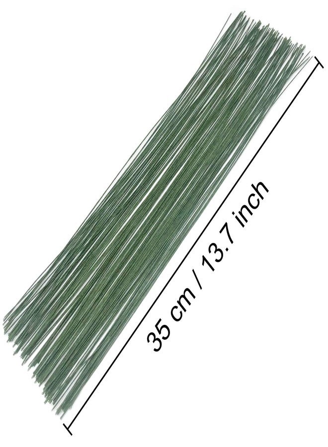 Cinvo Stem Wire - 100 Counts Floral Paper Wrapped Wire, 14 Inch, 22 Gauge, Dark Green - Image 2