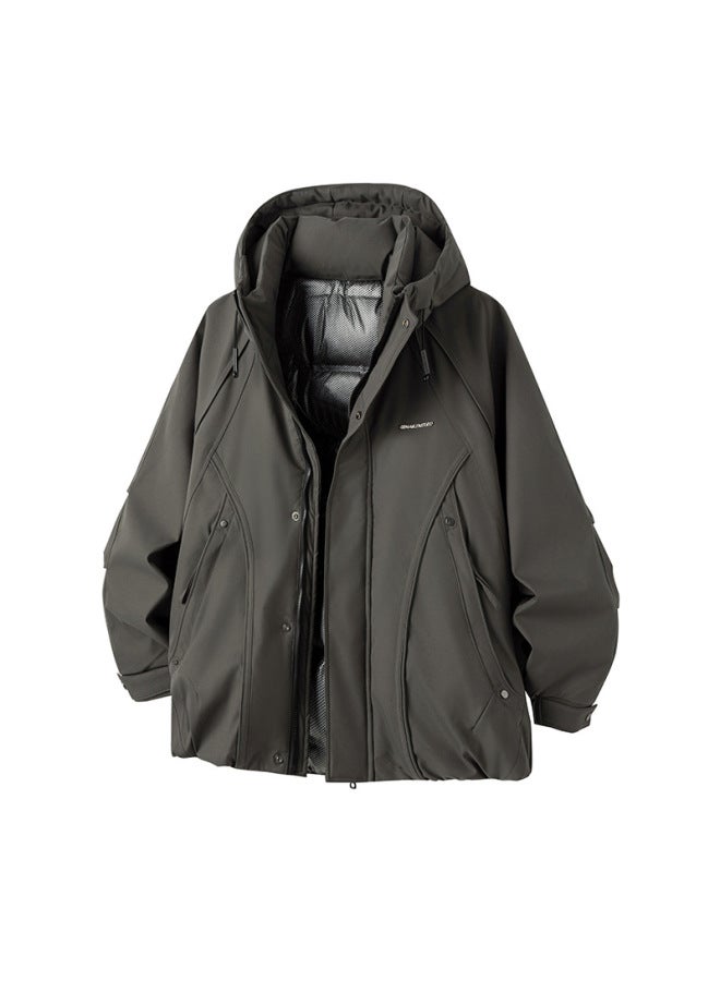 Men's American Fashion Brand Deconstructed Hooded Jacket Down Jacket Men's Winter Warm Jacket