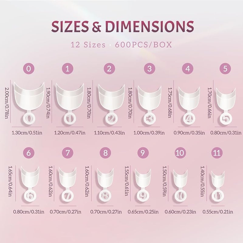 Ranrose 600pcs Short Nail Tips- Oval Half Cover False Tips 12 Sizes French Acrylic Nails for DIY Nail Salon - Image 3