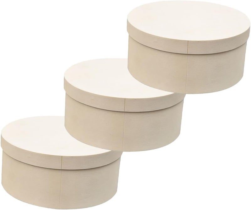 IDEANATEGRATE Round Wooden Cake Containers Cupcake Boxes Lid Treat Boxes for Bakery Supplies - Image 1