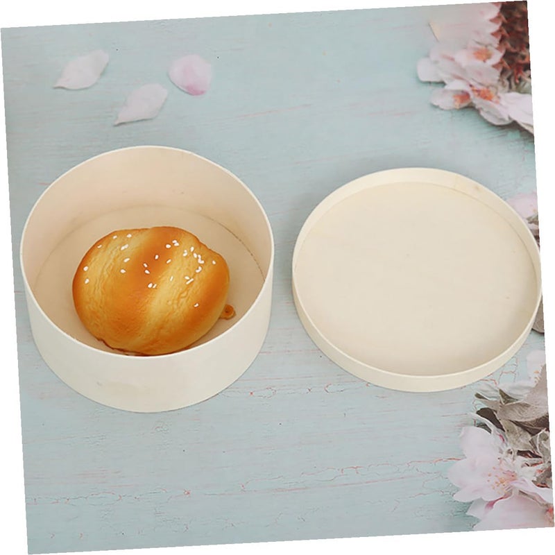 IDEANATEGRATE Round Wooden Cake Containers Cupcake Boxes Lid Treat Boxes for Bakery Supplies - Image 4