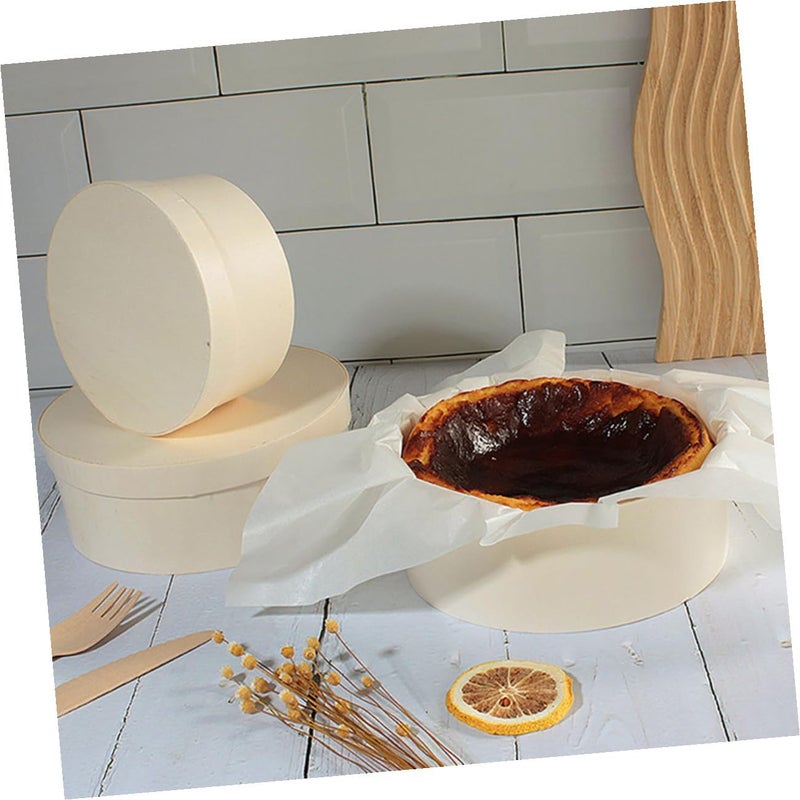 IDEANATEGRATE Round Wooden Cake Containers Cupcake Boxes Lid Treat Boxes for Bakery Supplies - Image 3