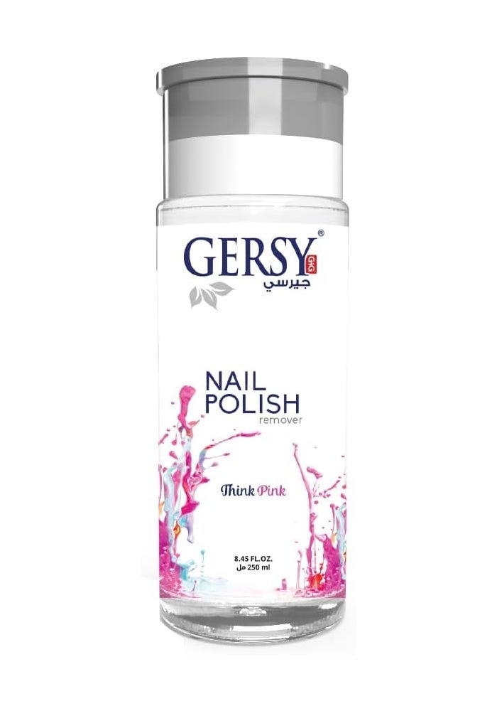 GERSY Nail Polish Remover with Pink Think Fragrance - Non-Drying & Powerful Clean - 130ml