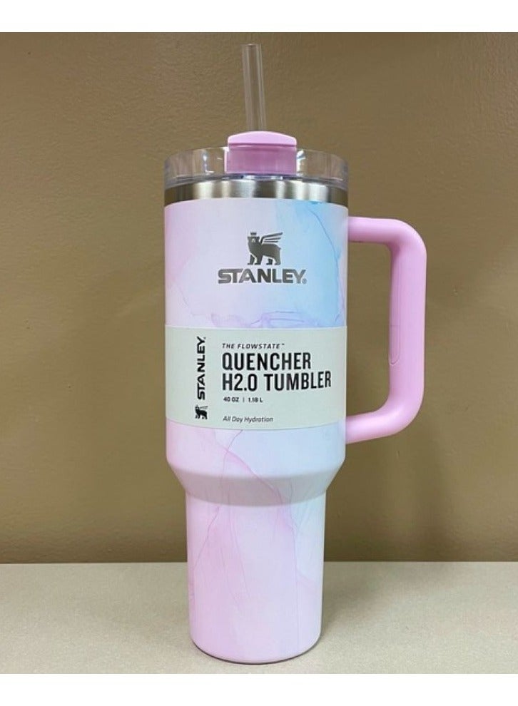 ستانلي كوب Quencher H2.0 FlowStatl معزول بالتفريغ مع غطاء وقشة للماء والشاي المثلج أو القهوة والعصائر وغيرها، 40 أونصة من الفولاذ المقاوم للصدأ  - Image 1