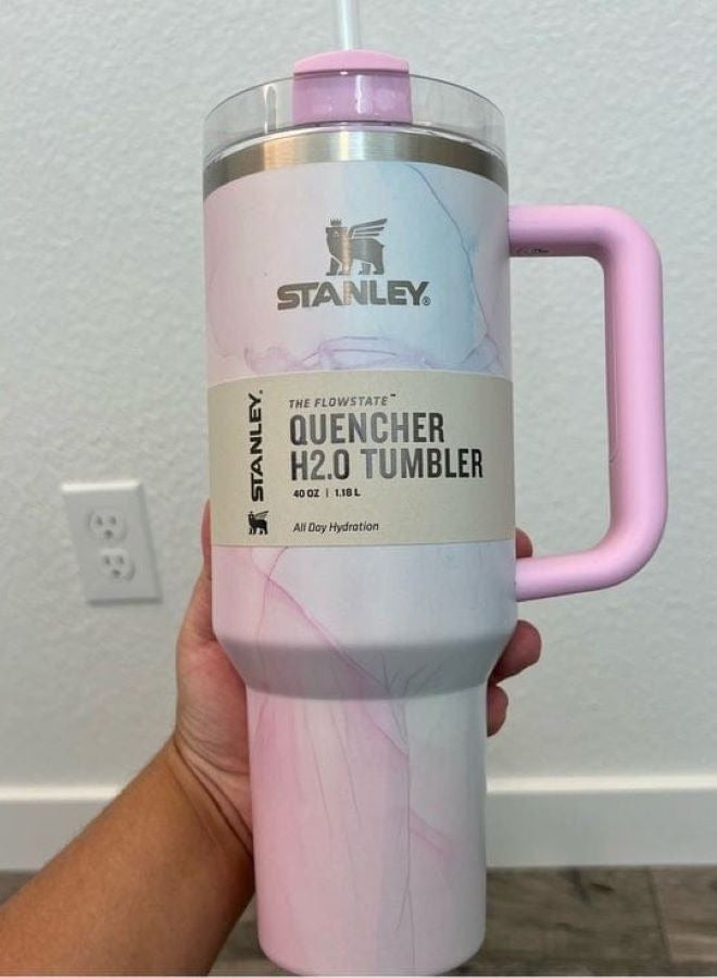 ستانلي كوب Quencher H2.0 FlowStatl معزول بالتفريغ مع غطاء وقشة للماء والشاي المثلج أو القهوة والعصائر وغيرها، 40 أونصة من الفولاذ المقاوم للصدأ  - Image 2