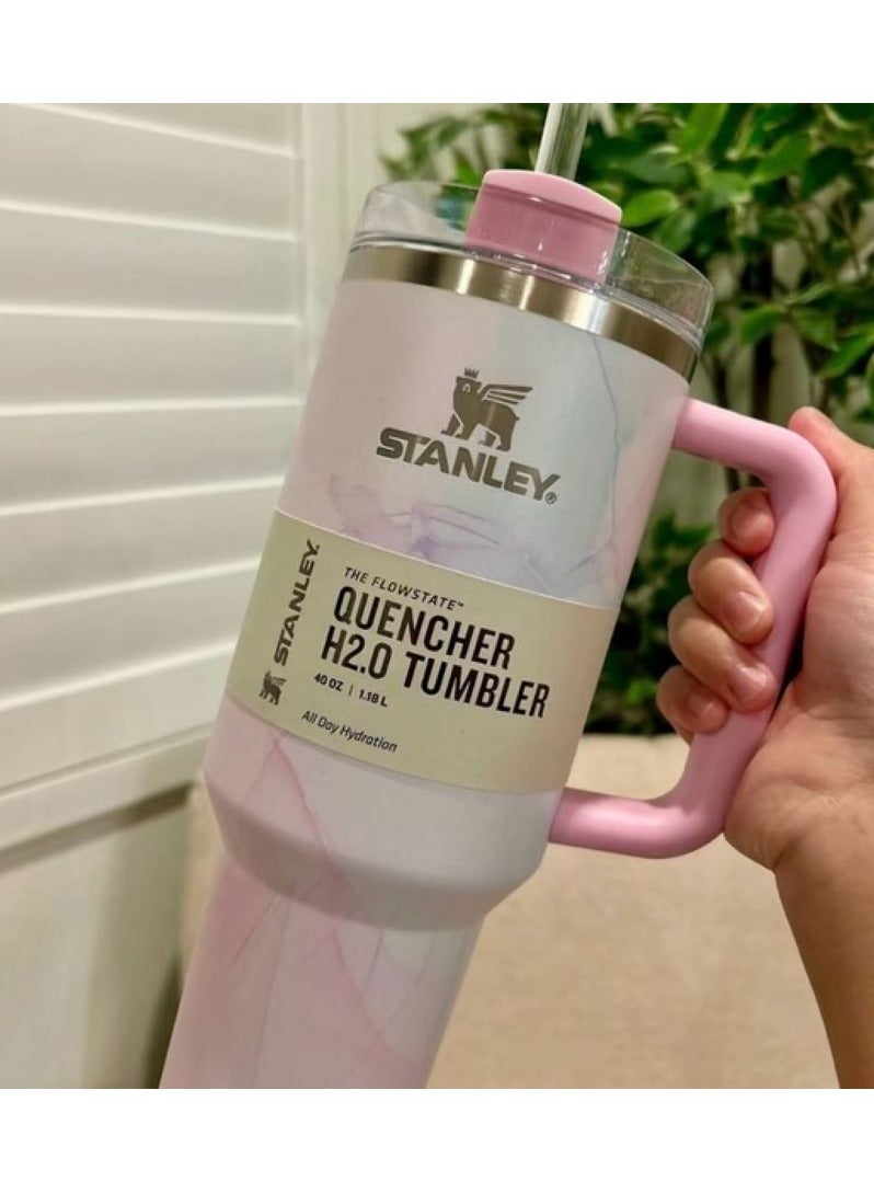 ستانلي كوب Quencher H2.0 FlowStatl معزول بالتفريغ مع غطاء وقشة للماء والشاي المثلج أو القهوة والعصائر وغيرها، 40 أونصة من الفولاذ المقاوم للصدأ  - Image 3
