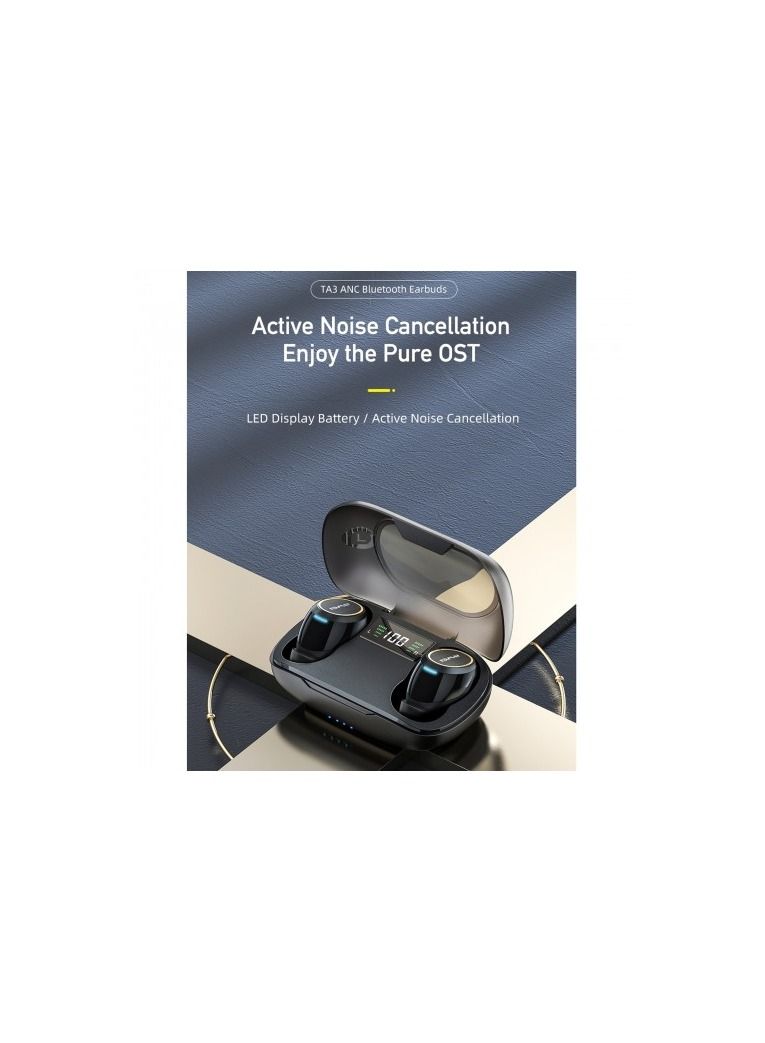 AWEI True Wireless Active Noise Cancellation Earbuds with Charging Case and Digital Display - Image 3