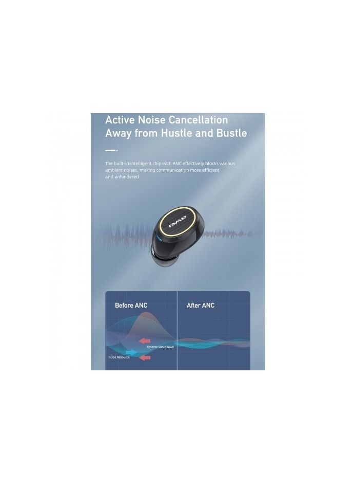 AWEI True Wireless Active Noise Cancellation Earbuds with Charging Case and Digital Display - Image 4