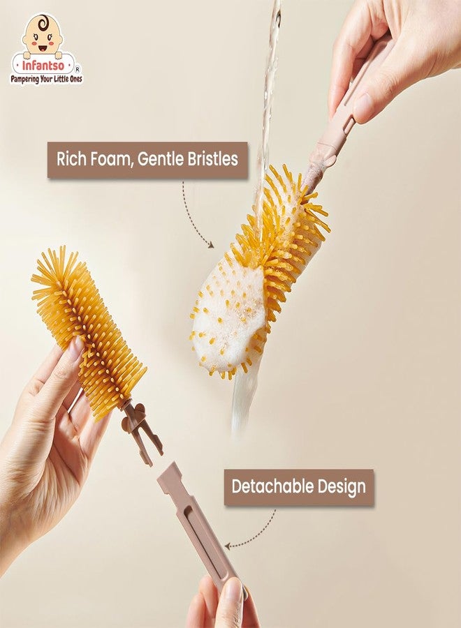 u-grow Infantso Robust Bear (6-in-1) 360° Movable Silicone Bristle Baby Feeding Bottle & Nipple Cleaning Brush Set | Easy to Clean Bottle Corners for Narrow Neck & Wide Neck | BPA Free, Easy Drying Storage - Image 5