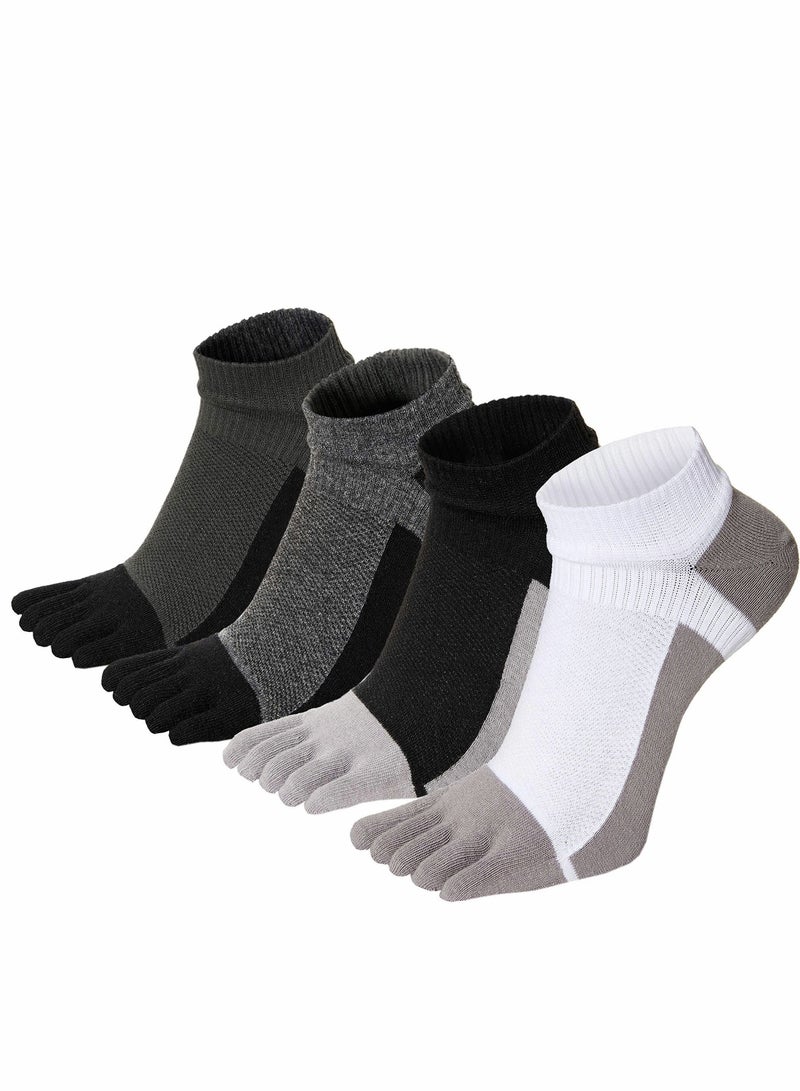 Y&D Men's Toe Socks Crew Cotton Five Fingers Low Cut Running Athletic 4 Pairs Size 7-11  - Image 1