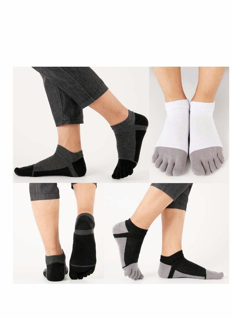 Y&D Men's Toe Socks Crew Cotton Five Fingers Low Cut Running Athletic 4 Pairs Size 7-11  - Image 5
