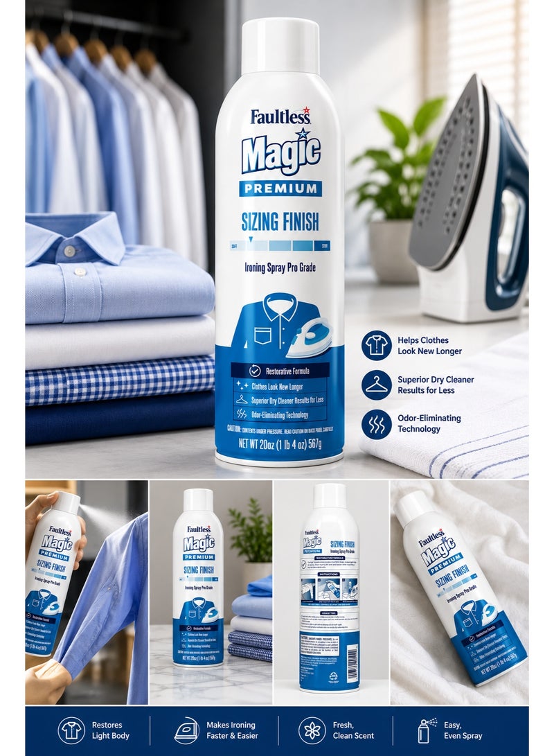 Faultless Magic Light Hold Sizing Ironing Enhancer Spray – Fresh Linen Scent – Wrinkle & Fabric Finish Spray – 20oz - Image 5