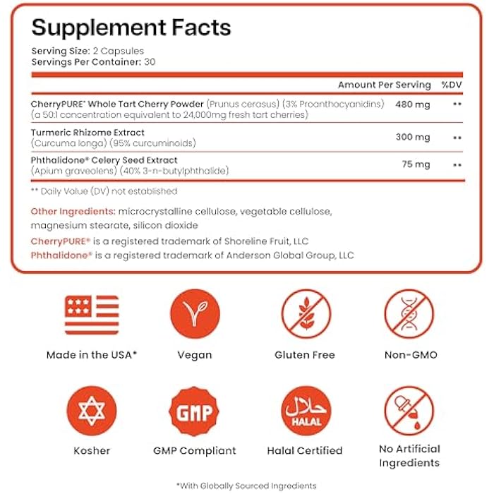 Nutriana 3 in 1 Uric Acid Flush Cleanse – Tart Cherry Extract with Turmeric & Celery Seed Supplement Purge - Feet and Joint Support - 60 Veggie Capsules - Image 5