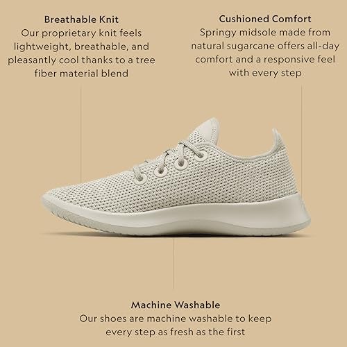Allbirds Women’s Tree Runner, Everyday Sneakers, Machine Washable Shoe Made with Natural Materials - Wheat (Dark Beige Sole) - 7 Medium - Image 3
