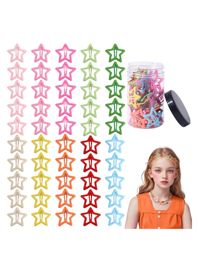 STAR BEJA 50PCS  Star Hair Clips, Star Clips Star Snap Hair Clips Metal Hair Barrettes - Image 1