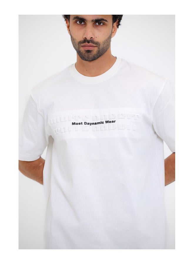 WHITE RABBIT Chest Sprayed ""Most Dynamic Wear"" White Slip On Tee  - Image 4
