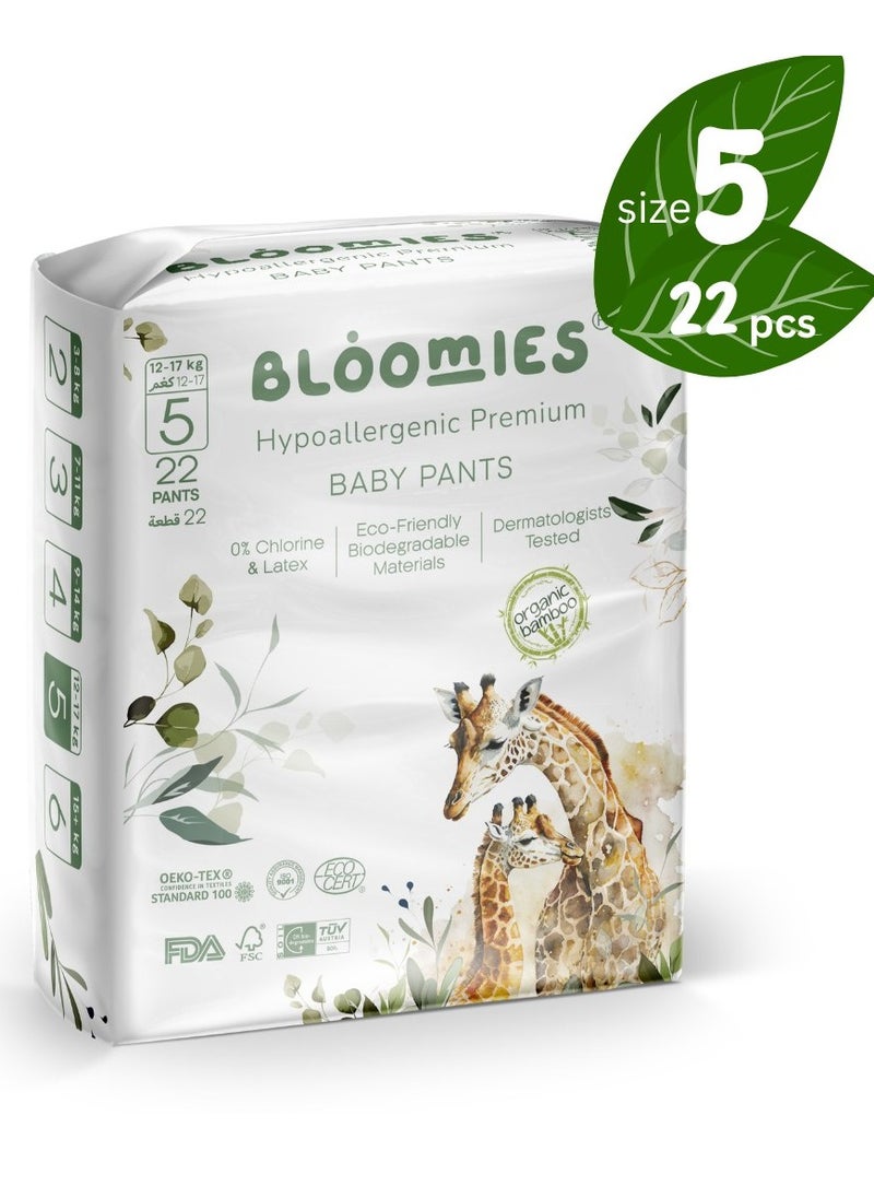Bloomies - Organic Bamboo Baby Pants Size 5 (12-17kg baby) 22pcs| Eco-friendly, Hypoallergenic, Non-toxic, Breathable Pullups - Image 1