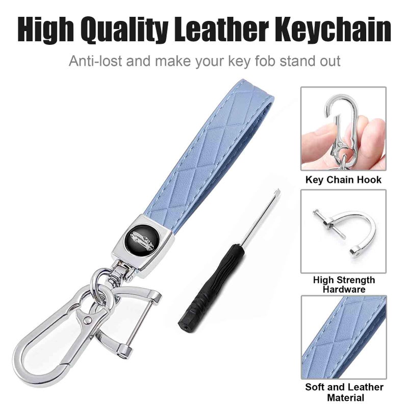 Cacacar Key Fob Cover for Chevy GMC with Keychain, Silverado Sierra Tahoe Suburban Equinox Traverse Yukon Denali Terrain Buick Envision Premium Soft TPU Case (5 Buttons Blue) - Image 5