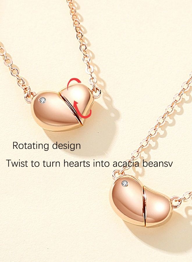 Original Fashion Design Necklace Suitable for Women's Daily Wear Rotate to turn the heart into acacia bean shape