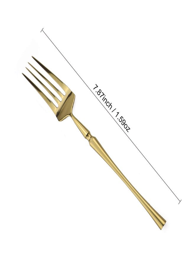 BRIIEC-6 Piece 18/10 Stainless Steel Dinner Forks Heavy Duty Gold Mirror Polishing Flatware Forks Set 7.87 Inches - Image 2