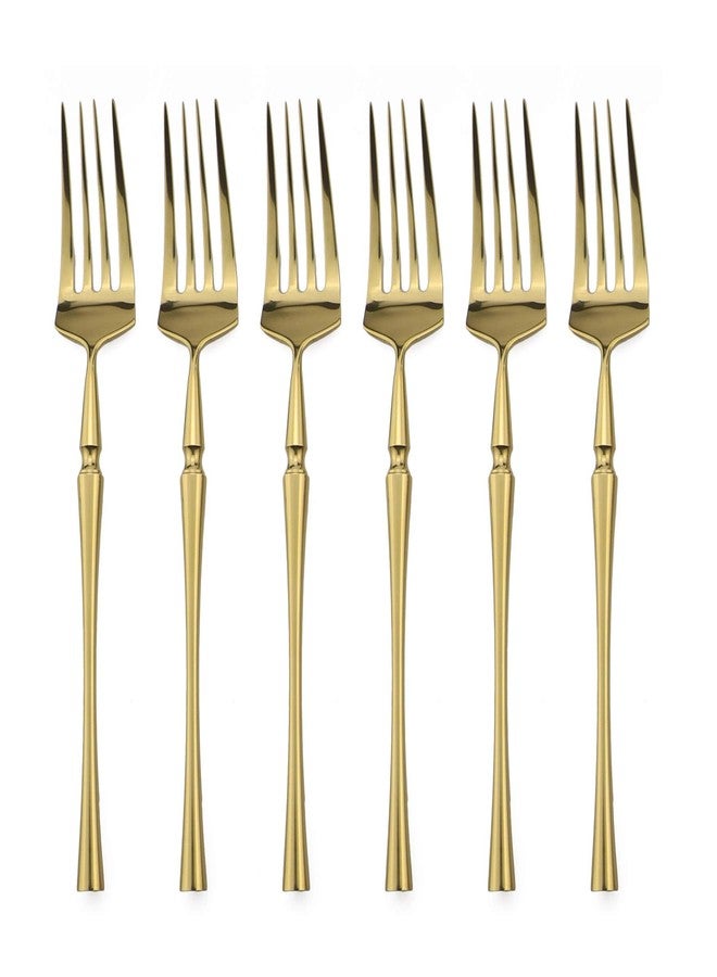 BRIIEC-6 Piece 18/10 Stainless Steel Dinner Forks Heavy Duty Gold Mirror Polishing Flatware Forks Set 7.87 Inches - Image 1