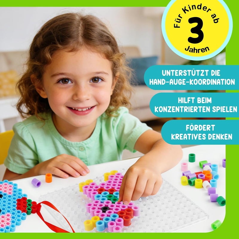 FUNZBO Iron-On Beads Plates Set of 5 for 10 mm Beads - Large Pegboards Transparent in Various Shapes for Toddlers & Beginners - Creative Craft Set for DIY Motor Skills Toys - Image 4