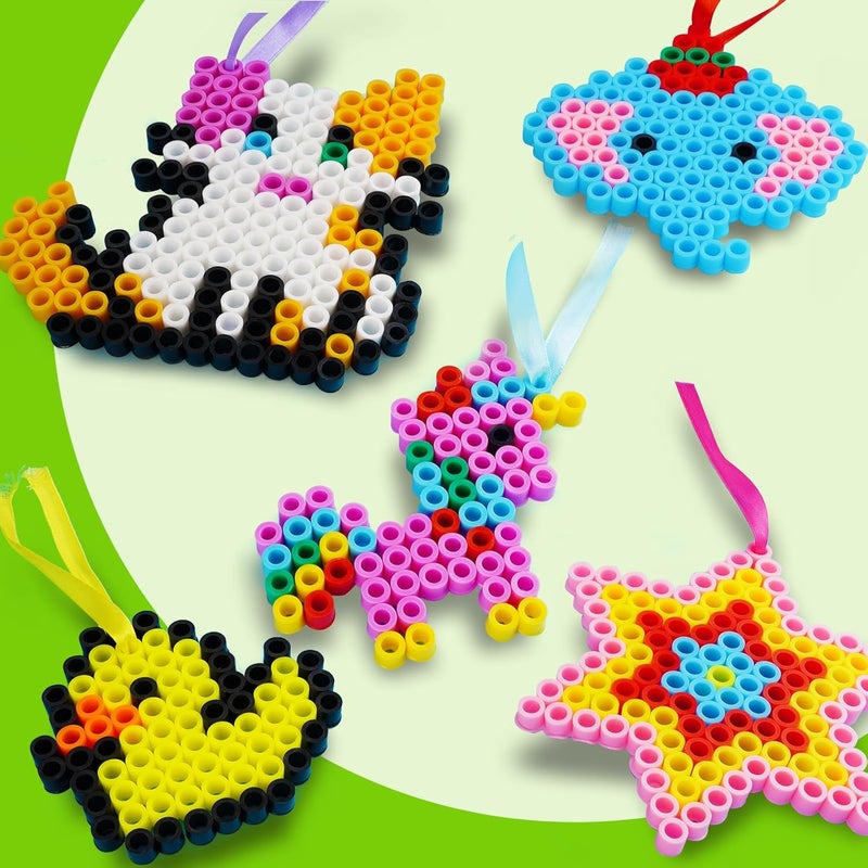 FUNZBO Iron-On Beads Plates Set of 5 for 10 mm Beads - Large Pegboards Transparent in Various Shapes for Toddlers & Beginners - Creative Craft Set for DIY Motor Skills Toys - Image 5