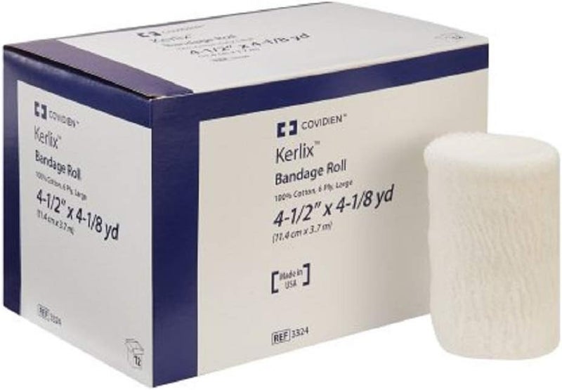 Covidien Kerlix Bandage Roll - 100% Cotton, 6-Ply, Large Size 4-1/2" x 4-1/8 yd (Pack of 12)