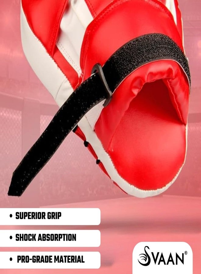 وسادات التركيز المنحنية من Svaan Xtreme، قفازات اللكم للملاكمة/الفنون القتالية المختلطة/الملاكمة التايلاندية/الكيك بوكسينغ/الكاراتيه/التايكواندو (أحمر) - Image 3