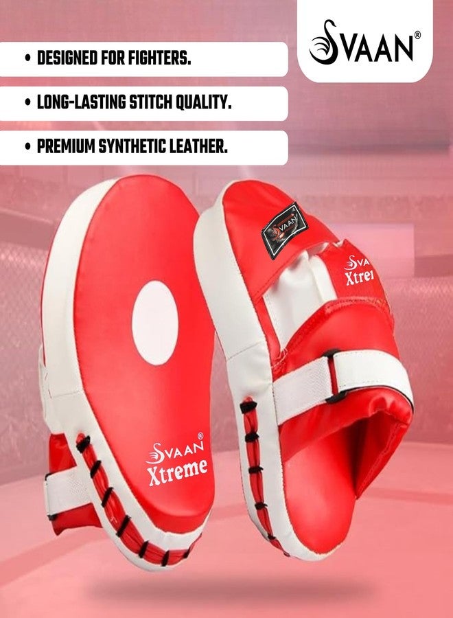 وسادات التركيز المنحنية من Svaan Xtreme، قفازات اللكم للملاكمة/الفنون القتالية المختلطة/الملاكمة التايلاندية/الكيك بوكسينغ/الكاراتيه/التايكواندو (أحمر) - Image 5