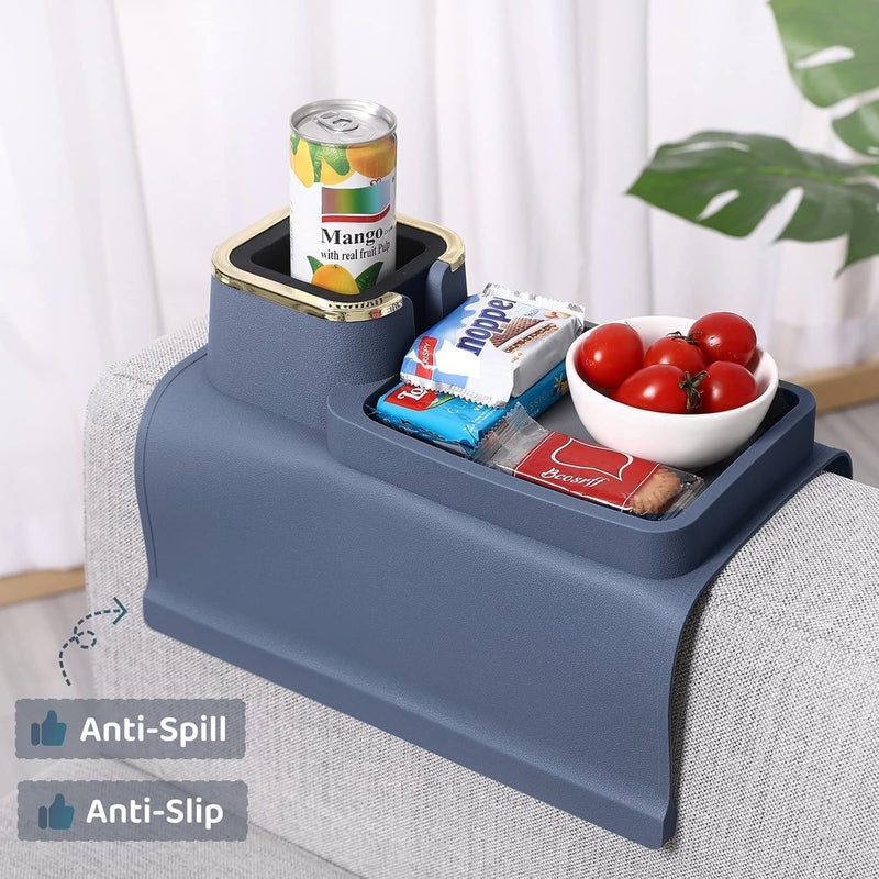 EVVIX Universal Couch Armrest Cup Holder, Anti-Slip Water-Proof Silicone Drink Holder Tray, Suitable for Square, Curve, Recliner Armrest. Drink Holder for Bear Bottle, Mug, Coffee Cup (Blue) - Image 2