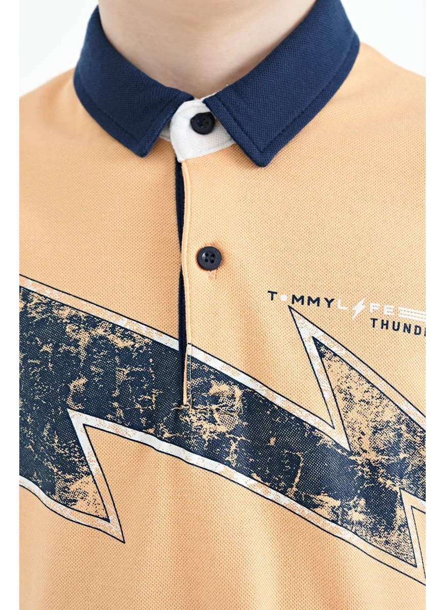 تومي لايف Melon Print Detailed Standard Size Polo Collar Boy T-Shirt - 11154