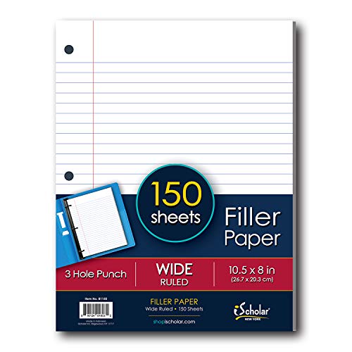 iScholar Wide Ruled Filler Paper, White, 10.5 x 8-Inches, 150 Sheets per Pack (81150) - Image 5